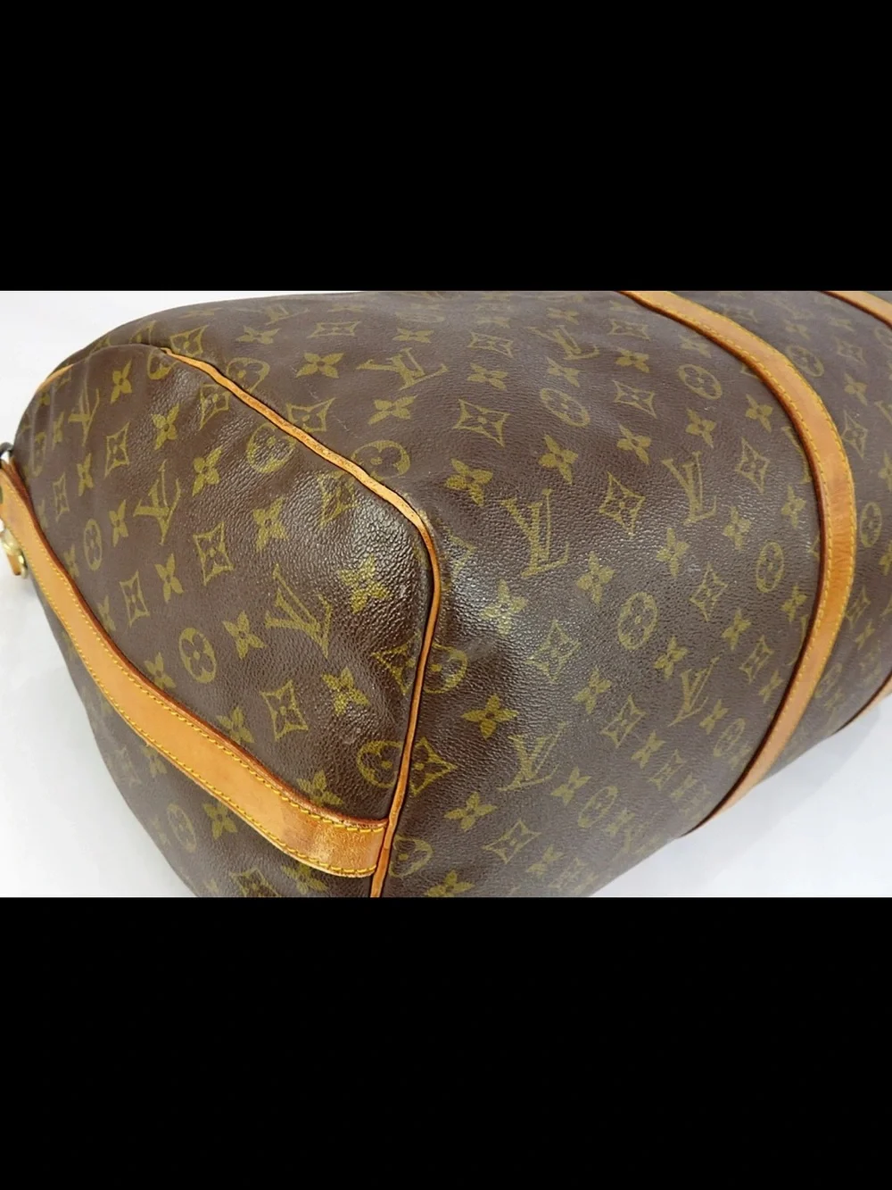 Louis Vuitton Brown Monogram Duffel with Tan Leather Trim